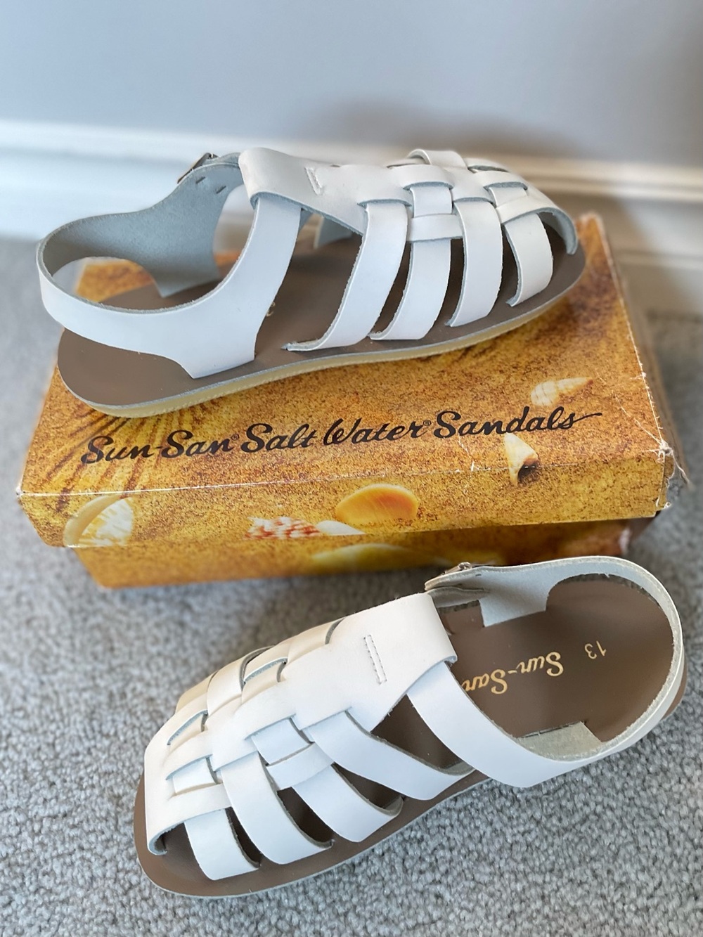 Salt Water Sandals Sun-San Sailor White Size 13